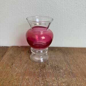 Bartlett‎ Collins Bud Vase Ruby Flash Glass Gold Trim 3.75”
